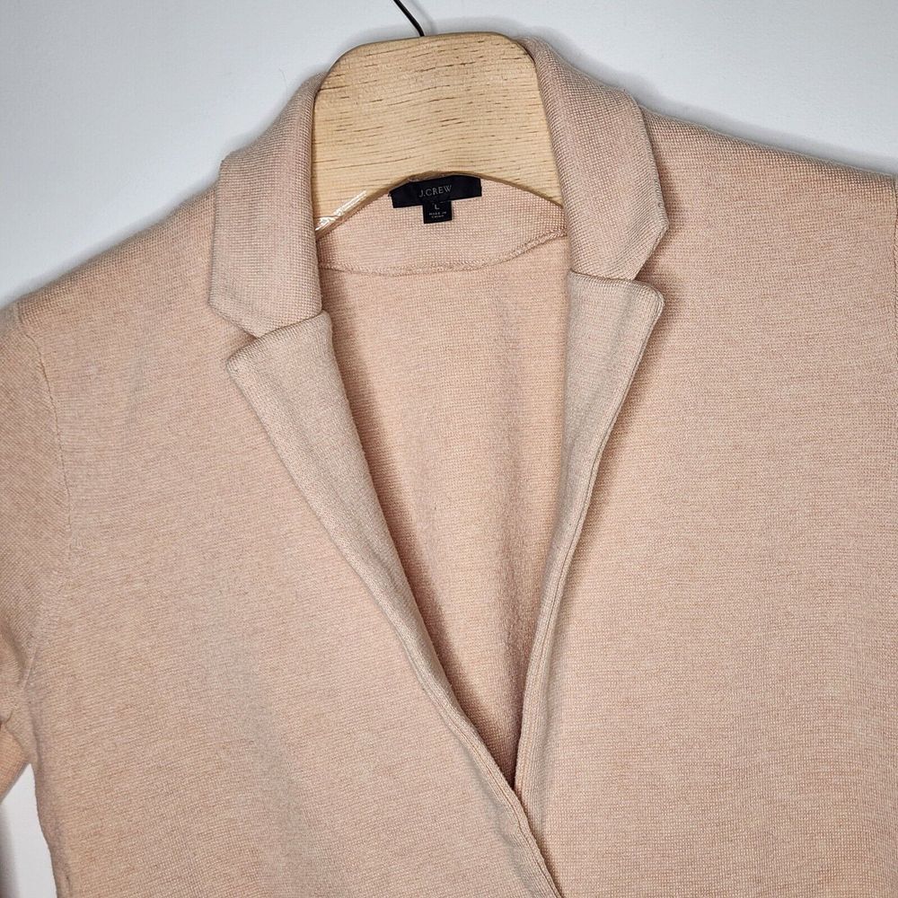 J Crew Cardigan Sweater Cecile Relaxed Blazer Women L Peach Soft Knit Wool Blend - Picture 2 of 9
